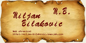 Miljan Bilaković vizit kartica